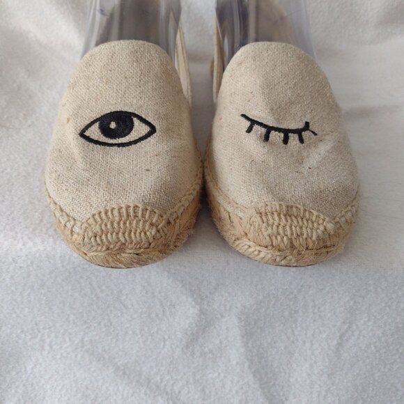 Soludos Wink Canvas Espadrilles 7 Cute Jason Polan Natural Jute Slip Ons - Picture 8 of 12